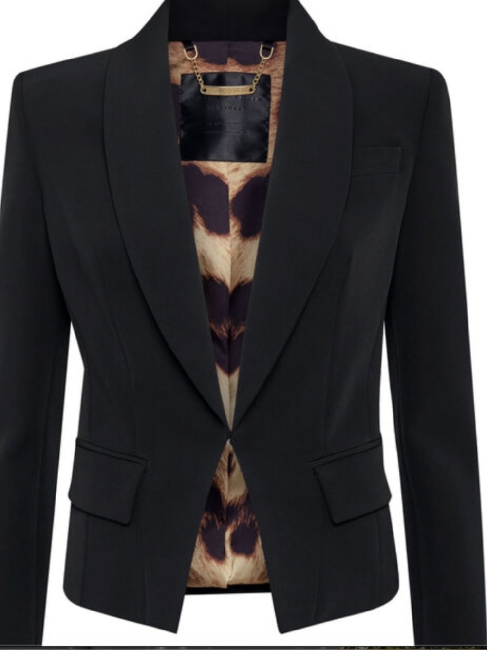 Philipp Plein Fitted Black Classic Blazer Leopard Lining Size Large